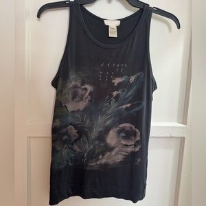 Diesel Black Tank Top with Muted Floral Print